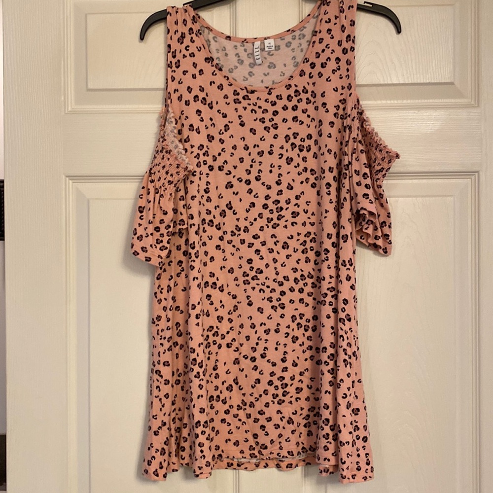 Pink, leopard blouse, XL